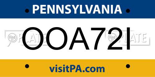 OOA72I Pennsylvania License Plate