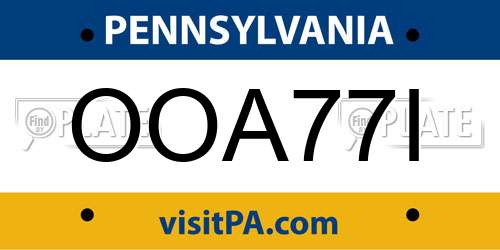 OOA77I Pennsylvania License Plate