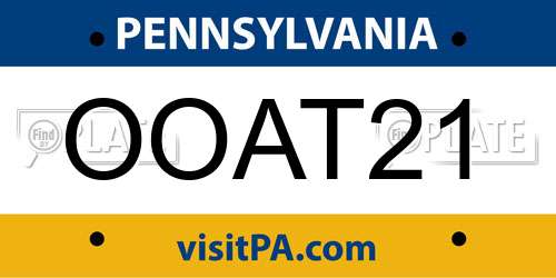 OOAT21 Pennsylvania License Plate