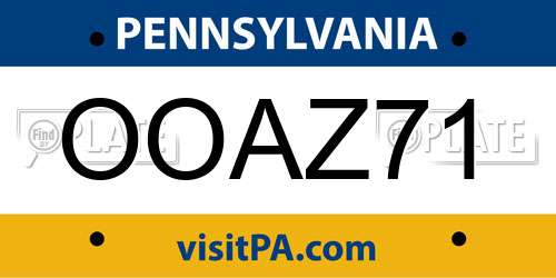 OOAZ71 Pennsylvania License Plate