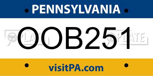 OOB251 Pennsylvania License Plate