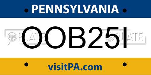 OOB25I Pennsylvania License Plate