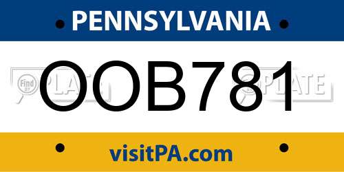 OOB781 Pennsylvania License Plate
