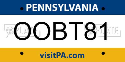 OOBT81 Pennsylvania License Plate