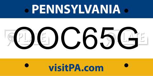 OOC65G Pennsylvania License Plate