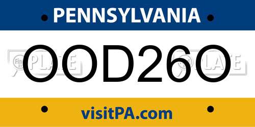 OOD26O Pennsylvania License Plate