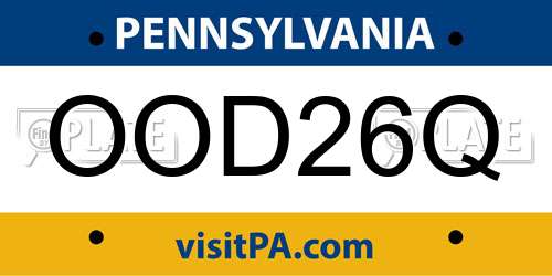 OOD26Q Pennsylvania License Plate