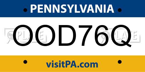 OOD76Q Pennsylvania License Plate