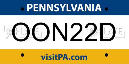OON22D Pennsylvania License Plate