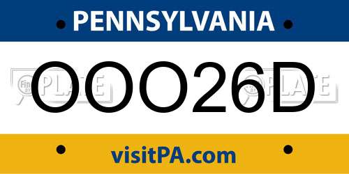 OOO26D Pennsylvania License Plate