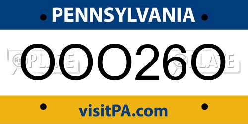 OOO26O Pennsylvania License Plate