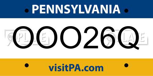 OOO26Q Pennsylvania License Plate