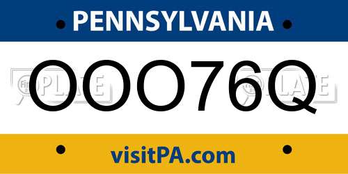 OOO76Q Pennsylvania License Plate