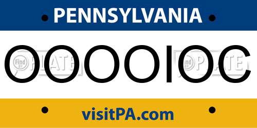 OOOOIOC Pennsylvania License Plate