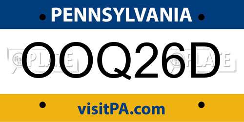 OOQ26D Pennsylvania License Plate