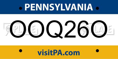 OOQ26O Pennsylvania License Plate