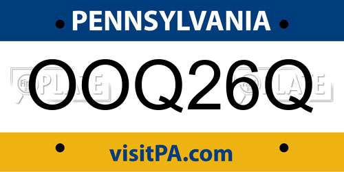 OOQ26Q Pennsylvania License Plate