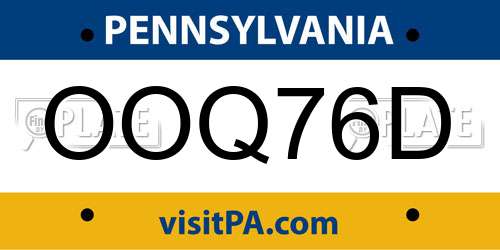 OOQ76D Pennsylvania License Plate