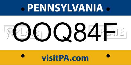 OOQ84F Pennsylvania License Plate