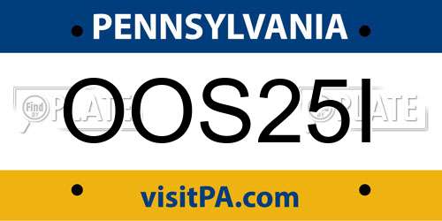 OOS25I Pennsylvania License Plate
