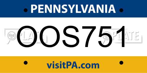 OOS751 Pennsylvania License Plate