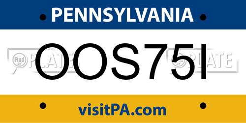 OOS75I Pennsylvania License Plate