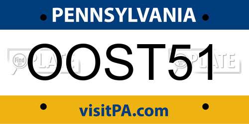 OOST51 Pennsylvania License Plate
