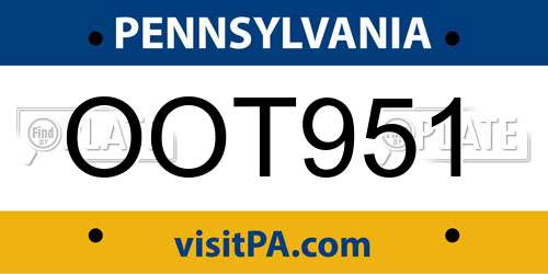 OOT951 Pennsylvania License Plate