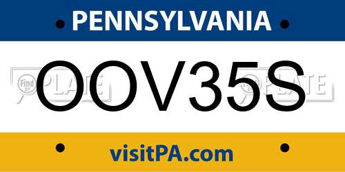 OOV35S Pennsylvania License Plate