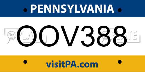 OOV388 Pennsylvania License Plate