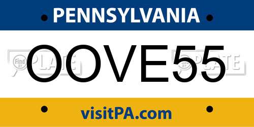 OOVE55 Pennsylvania License Plate
