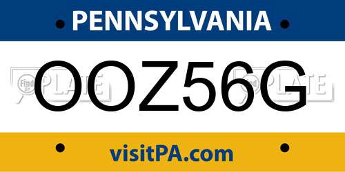 OOZ56G Pennsylvania License Plate