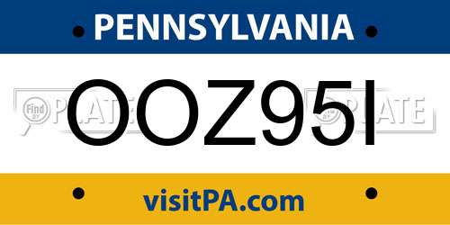 OOZ95I Pennsylvania License Plate