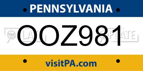 OOZ981 Pennsylvania License Plate