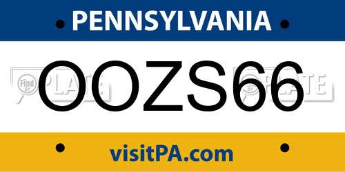 OOZS66 Pennsylvania License Plate