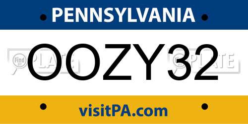OOZY32 Pennsylvania License Plate