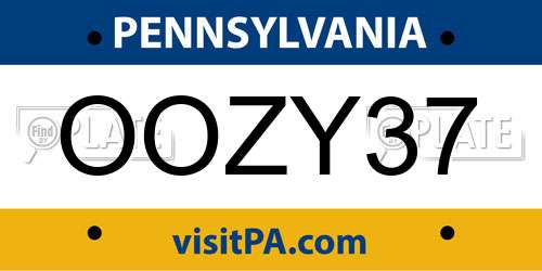 OOZY37 Pennsylvania License Plate