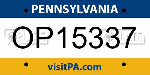 OP15337 Pennsylvania License Plate