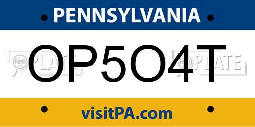OP5O4T Pennsylvania License Plate