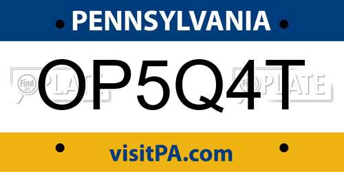 OP5Q4T Pennsylvania License Plate