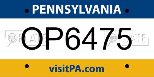 OP6475 Pennsylvania License Plate