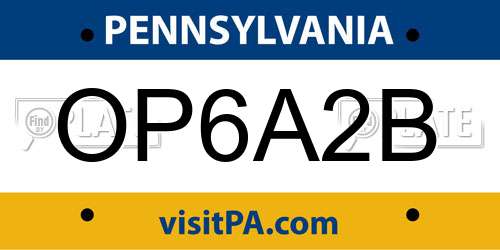 OP6A2B Pennsylvania License Plate