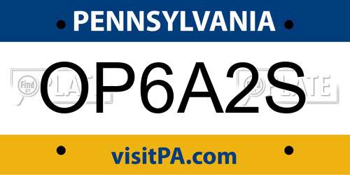 OP6A2S Pennsylvania License Plate