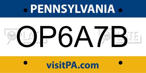 OP6A7B Pennsylvania License Plate