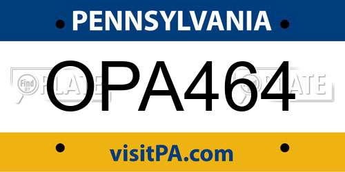 OPA464 Pennsylvania License Plate