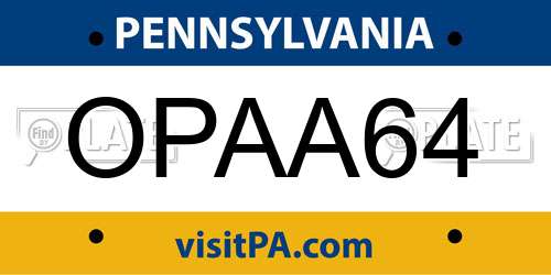 OPAA64 Pennsylvania License Plate