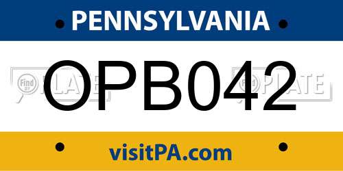 OPB042 Pennsylvania License Plate