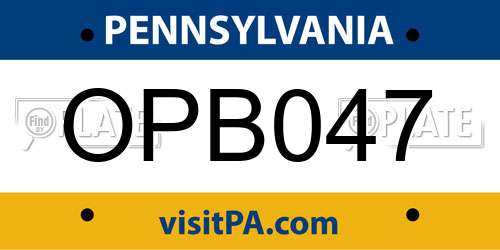 OPB047 Pennsylvania License Plate