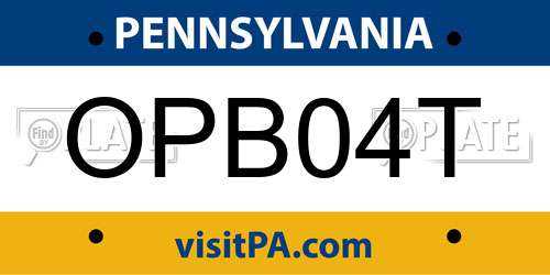 OPB04T Pennsylvania License Plate