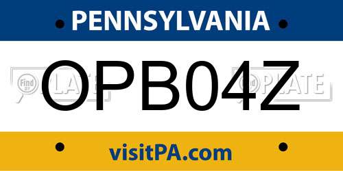 OPB04Z Pennsylvania License Plate